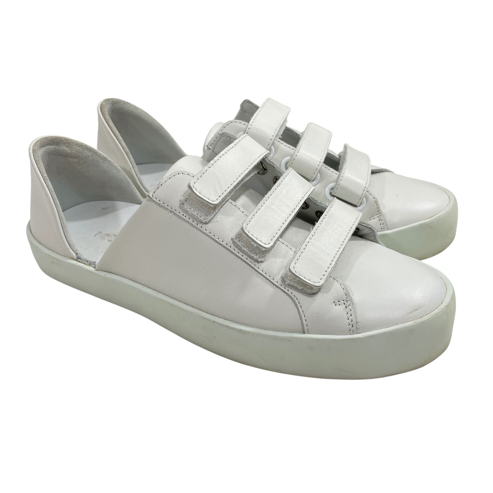 Freda Salvador Libby White Leather Triple Strap Sneakers Size 5 Women's Shoes